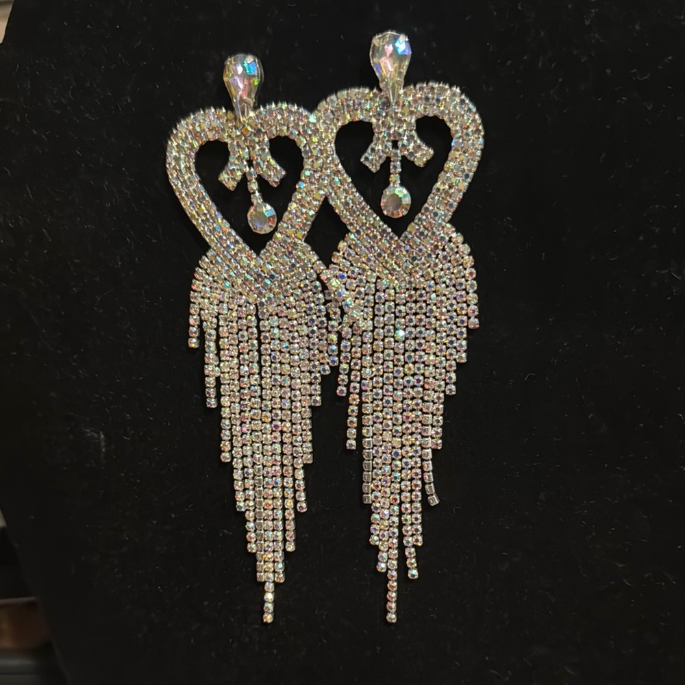 Elegant Silver Crystal Dangle Earrings